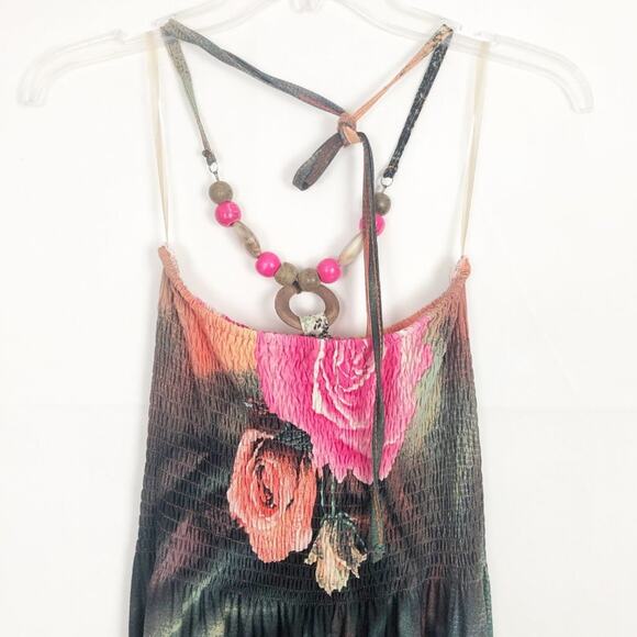 Magic Floral Y2K Floral Halter Maxi Dress Small Smocked Boho Fairy Beach Coastal - Picture 8 of 12